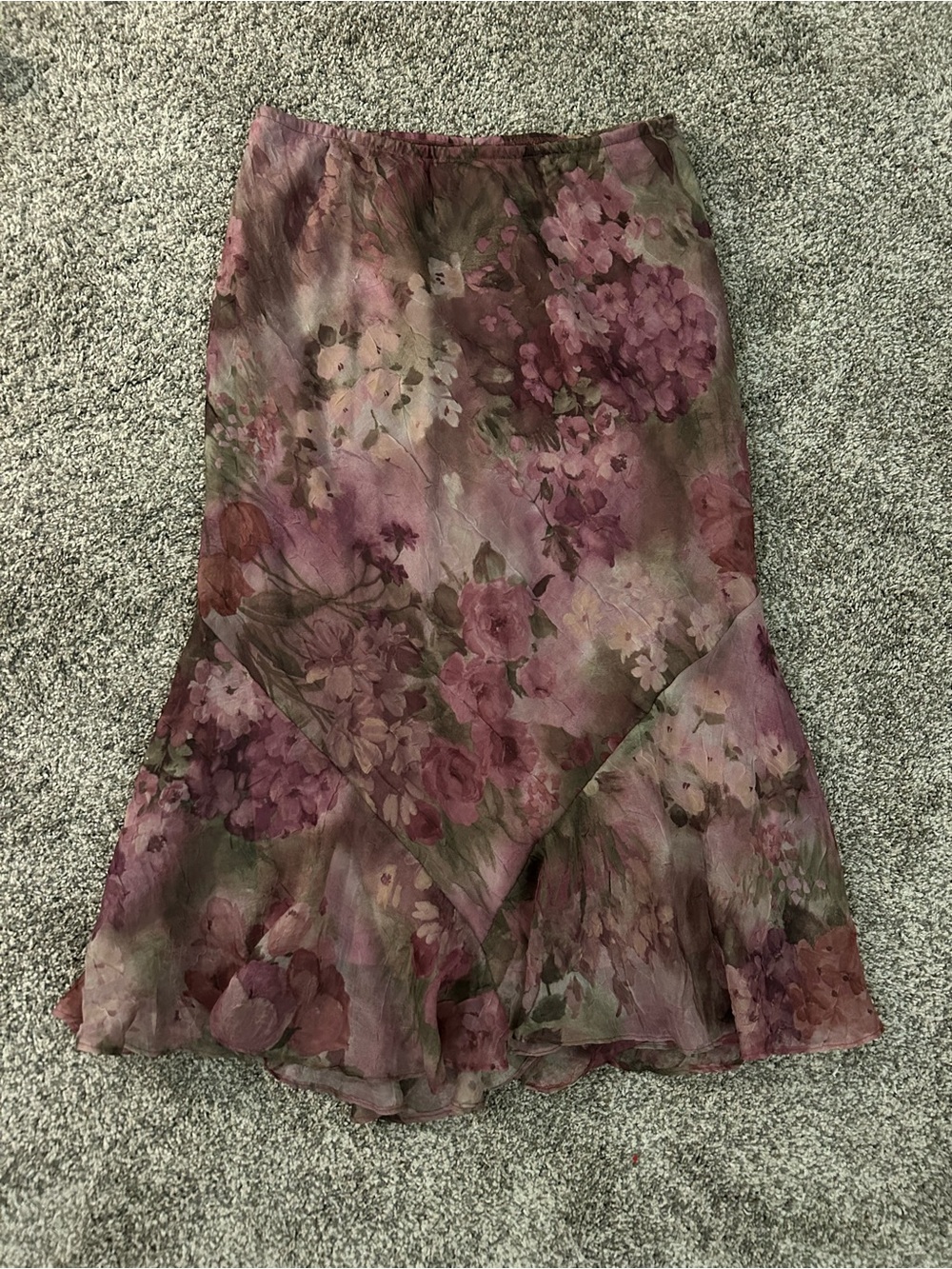 Fairycore Floral Midi Skirt in Mauve Pink